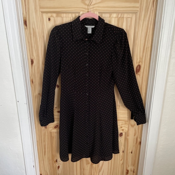 H&M long sleeve polka dot button up dress - Picture 2 of 7